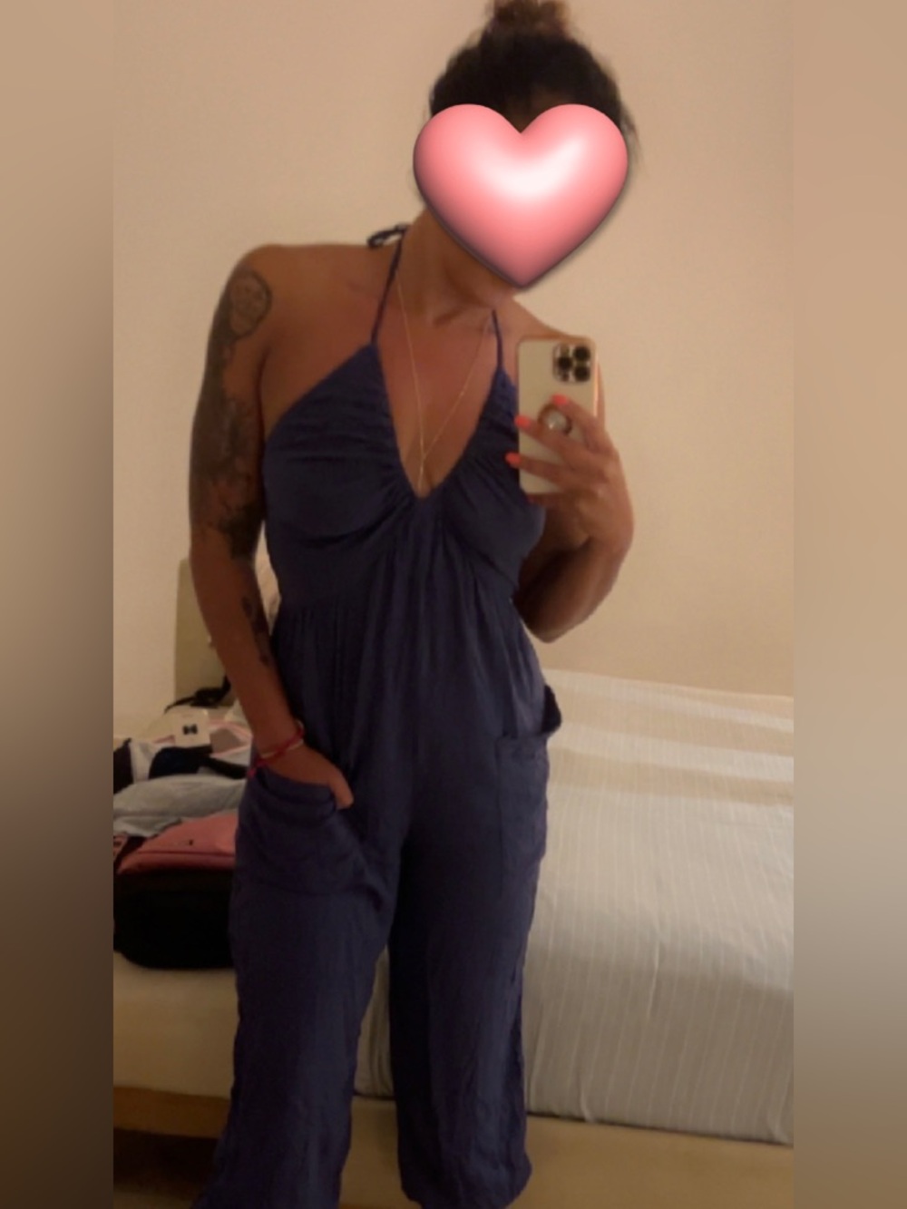 Cupshe Navy Halter Jumpsuit with Pockets